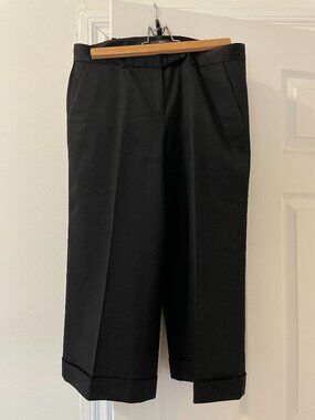 Kulson Italy Black Capri Dress Pants | Tailored Wide Leg | 42